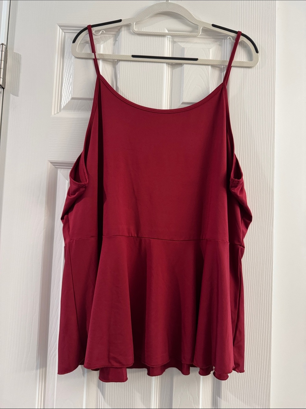 SHEIN Burgundy Spaghetti Strap Flared Peplum Cami